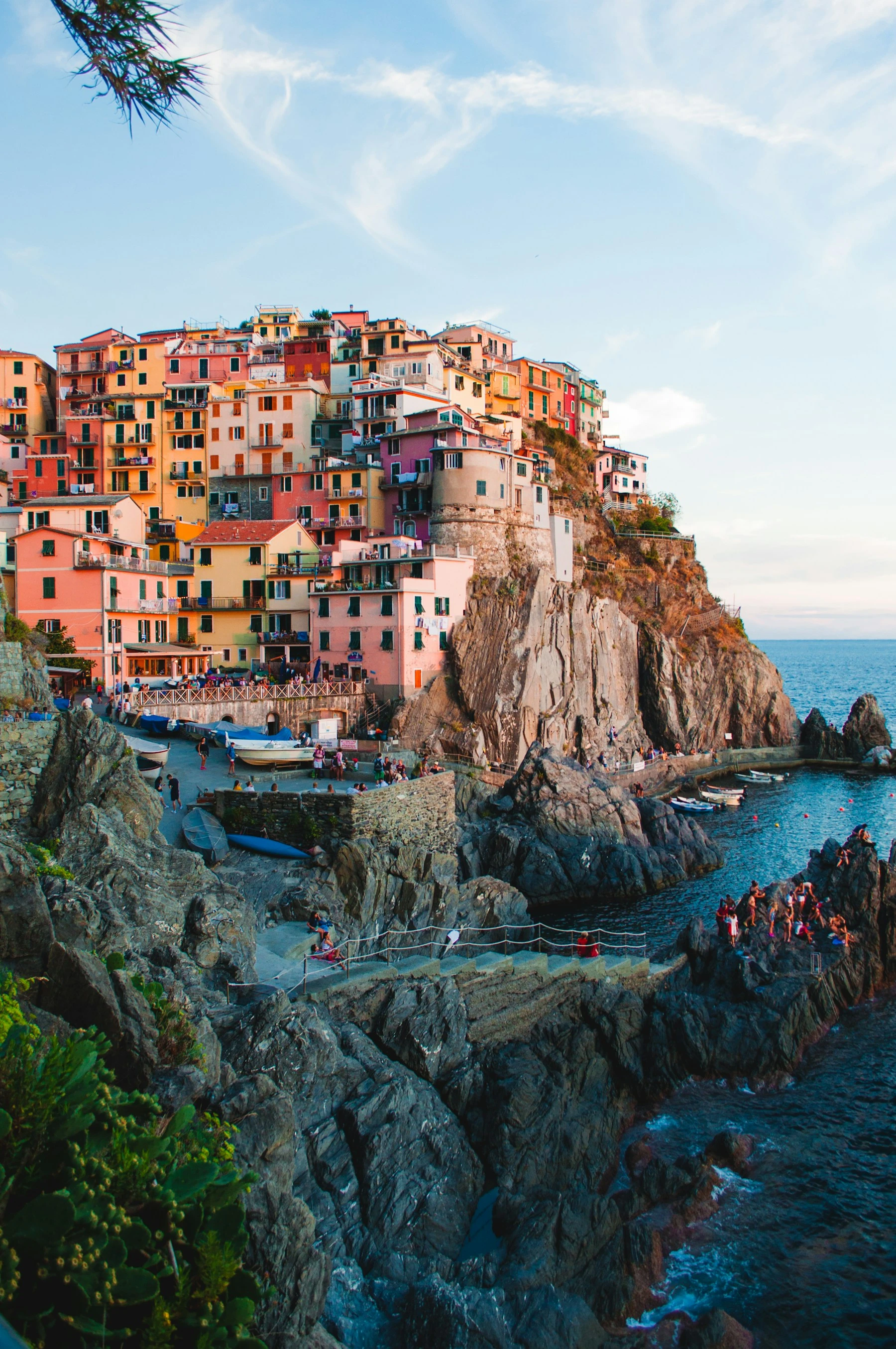 Colourful buildings above an Italian harbour